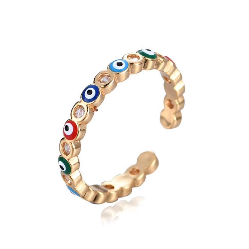 Enamel The Evil Eye Adjustable Ring