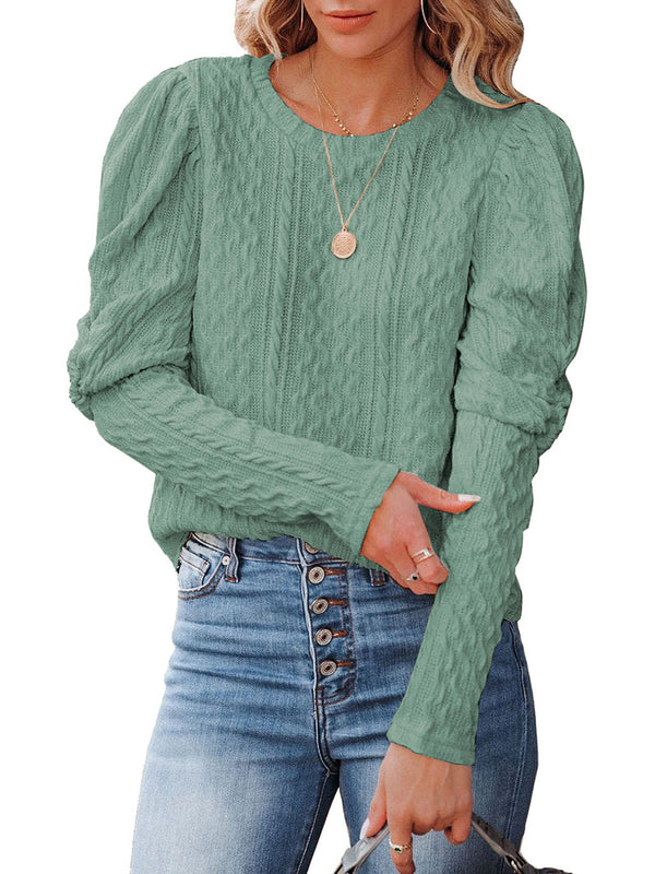 Cable Puff Sleeve Sweater