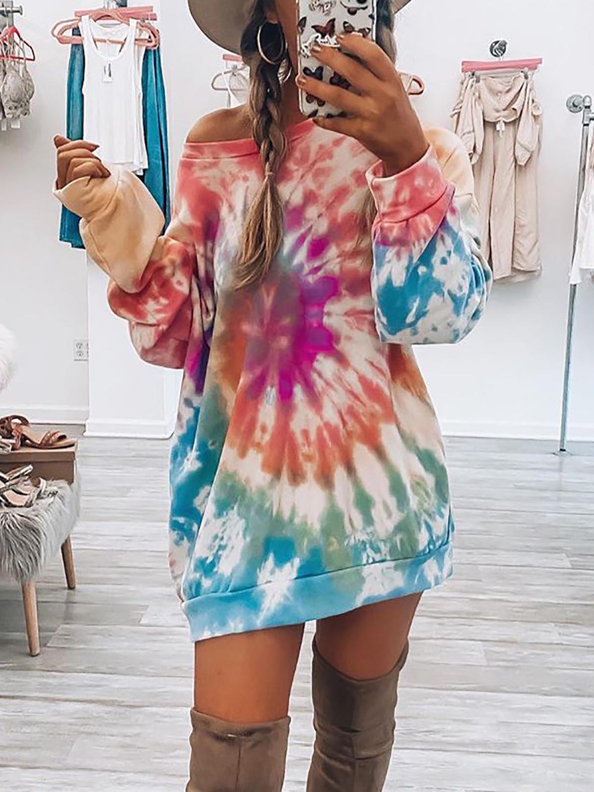 Women's Tie-Dye Long Sleeve Tops