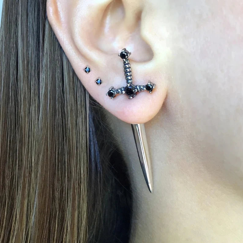 Sword Medieval Knight Goth Drop Earring