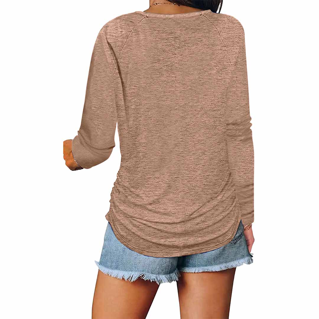 Half-Zip Casual Long Sleeve T-Shirt Top