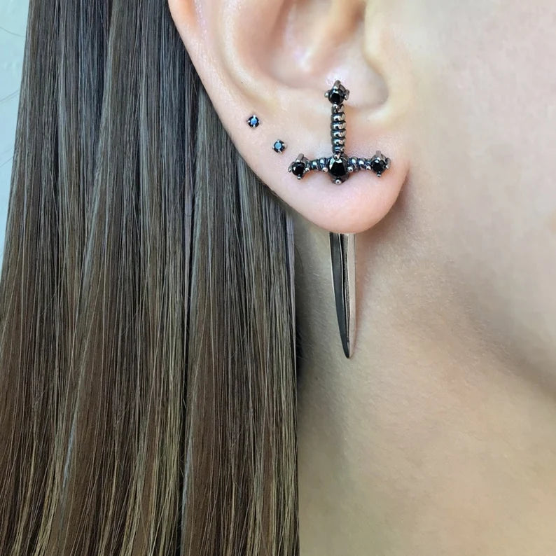 Sword Medieval Knight Goth Drop Earring