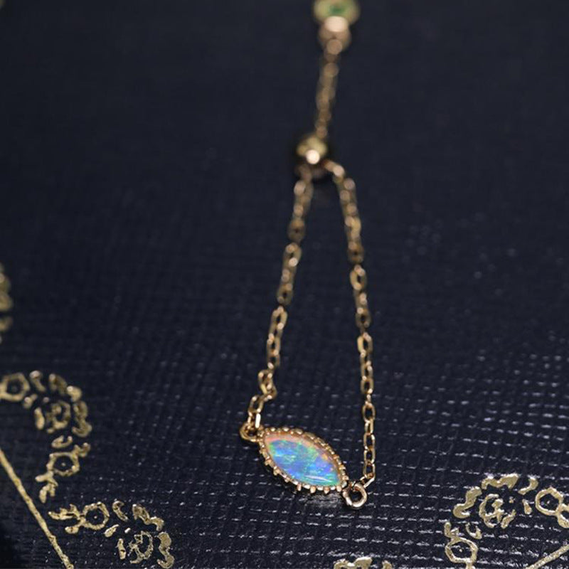 Natural Opal Crystal Chain Ring