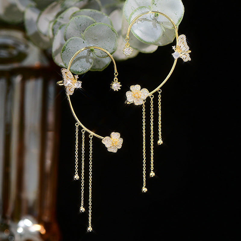 Butterfly Flowers Tassel Earrings