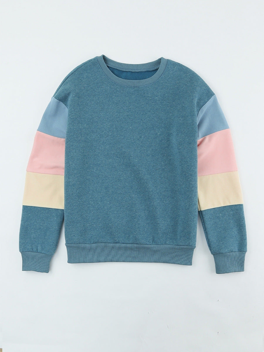 Contrast Color Pullover Sweatshirt