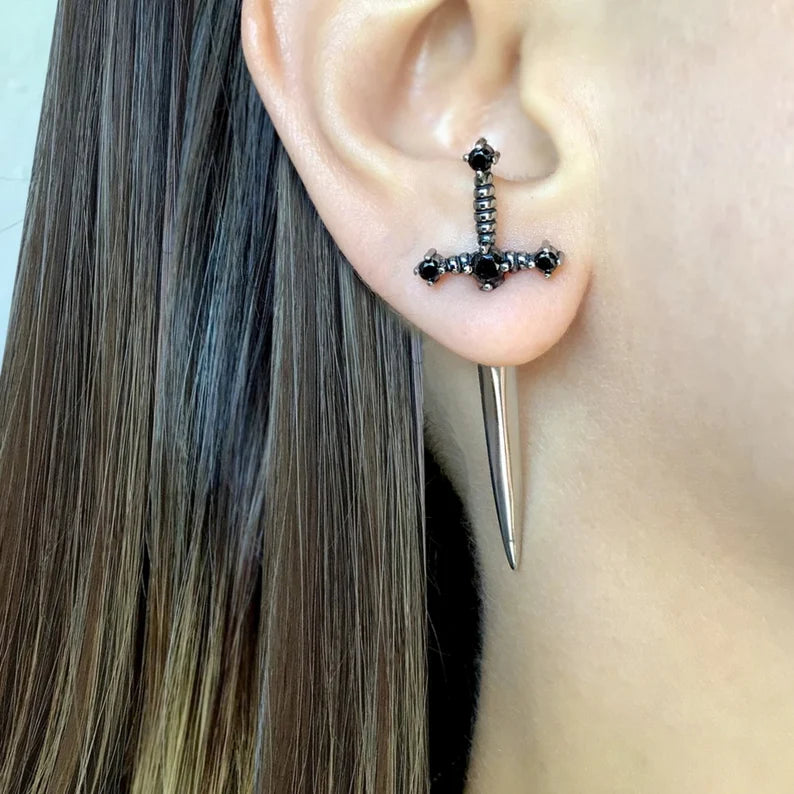 Sword Medieval Knight Goth Drop Earring