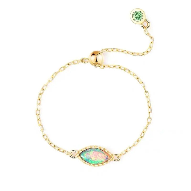 Natural Opal Crystal Chain Ring