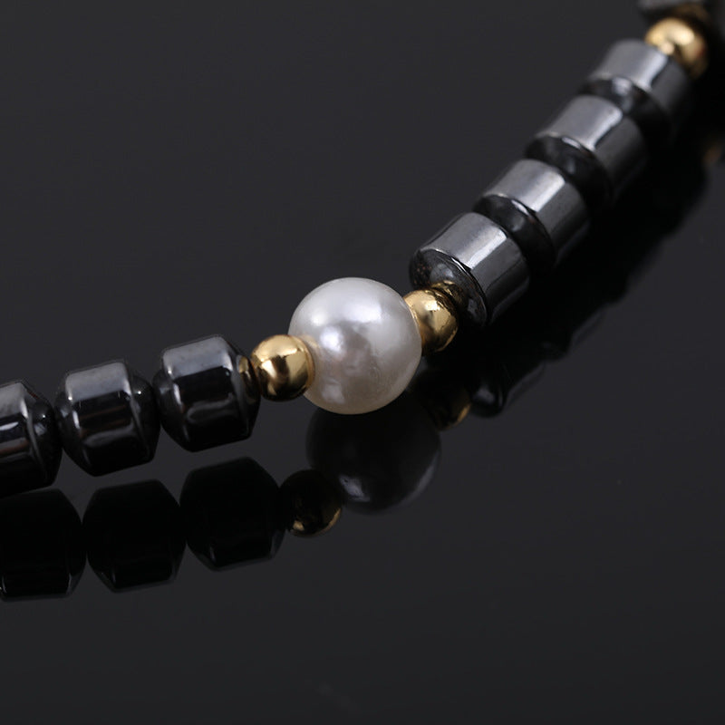 Black Stone Magnet Beaded Bracelet