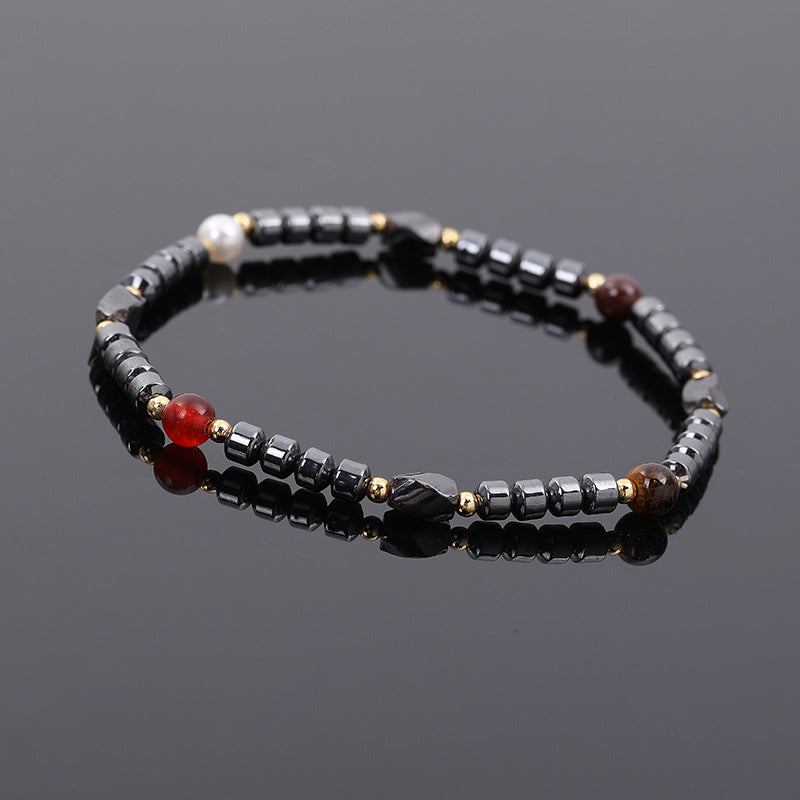 Black Stone Magnet Beaded Bracelet