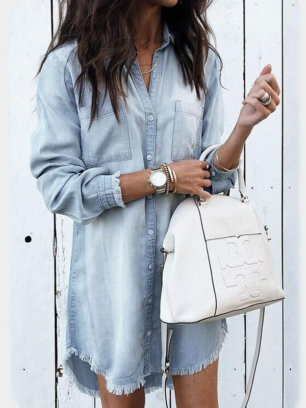 Long Sleeve Button Denim Shirt