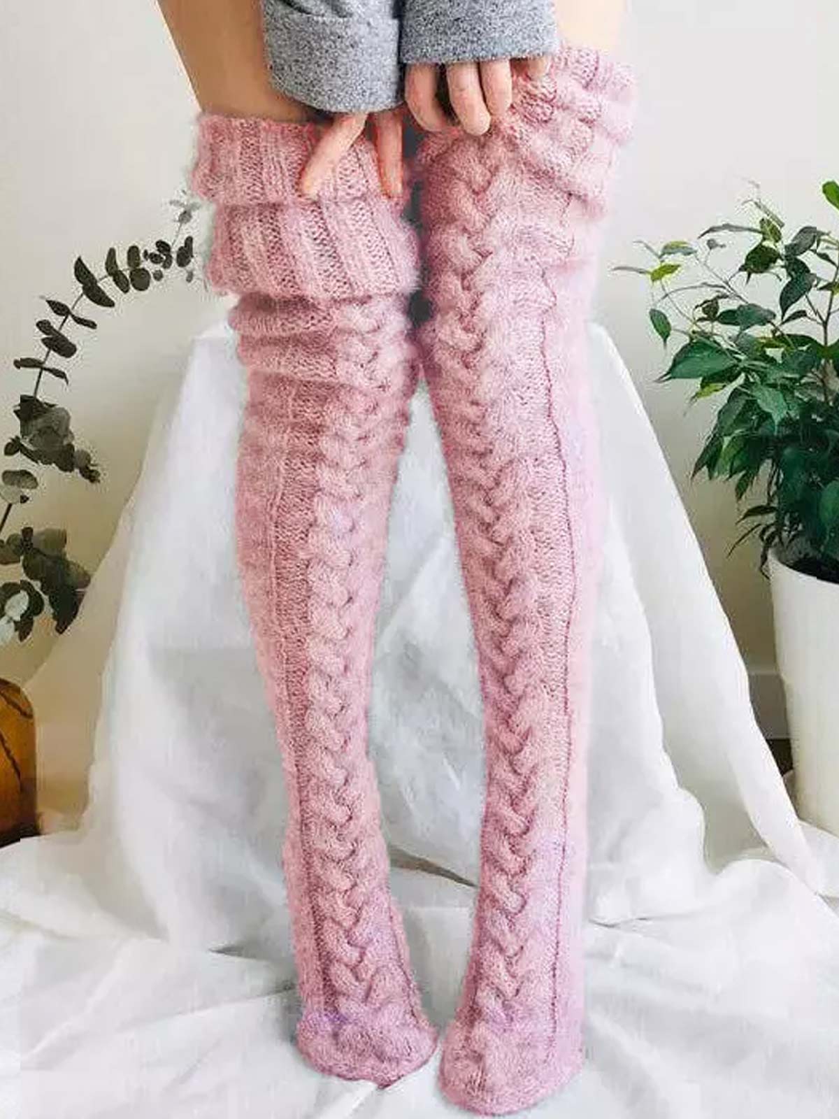 Warm Over Knee Extra Long Knitted Socks