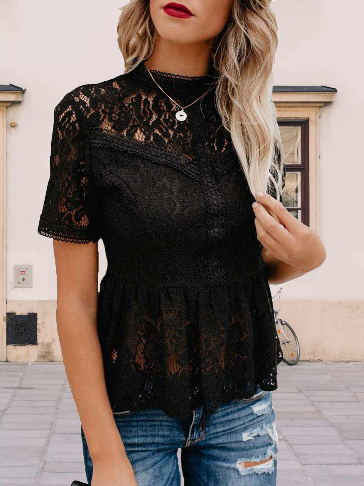 Sexy Sheer Mesh Lace Tops