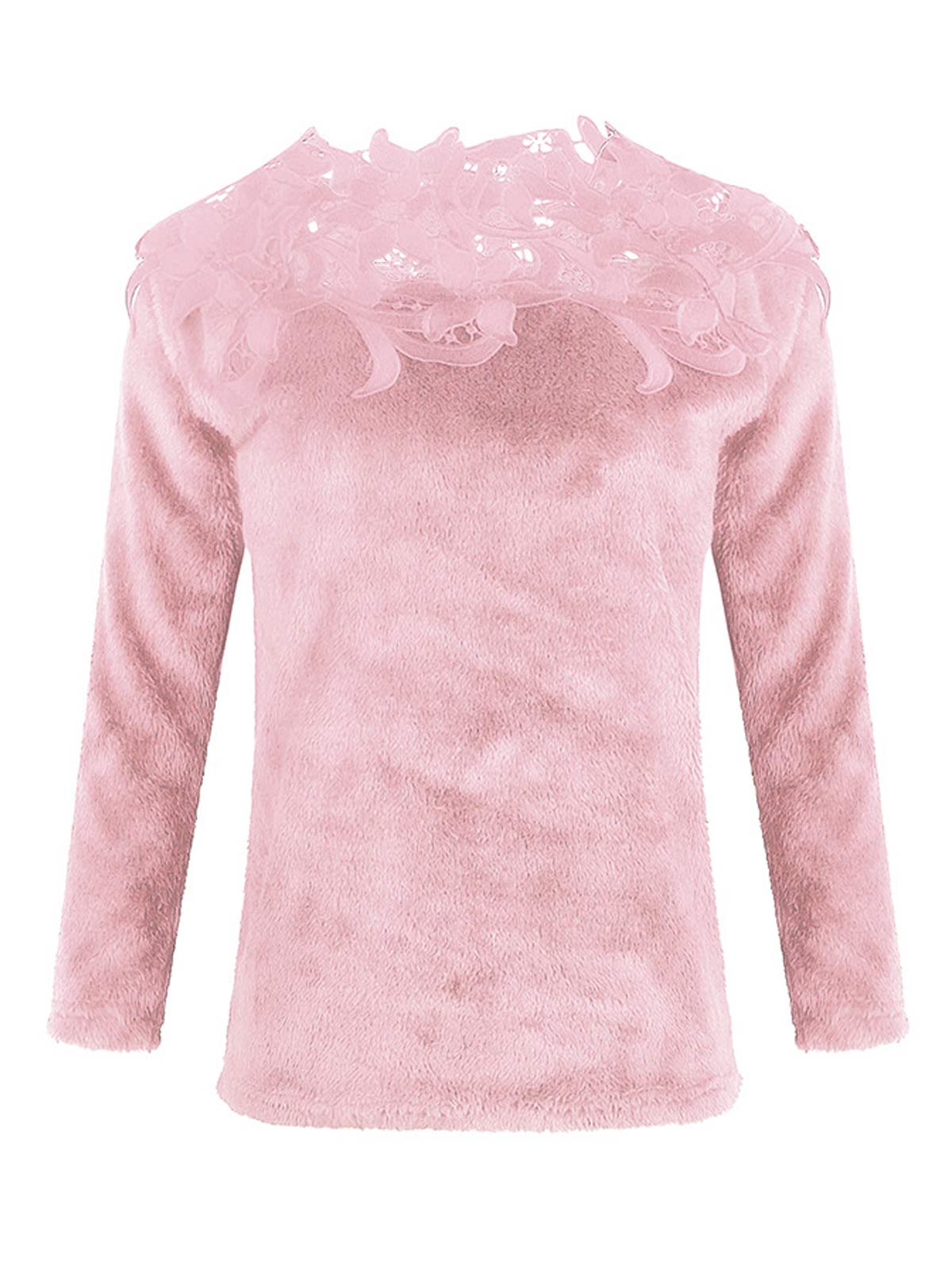 Lace Shoulder Long Sleeve Pullover Sweaters