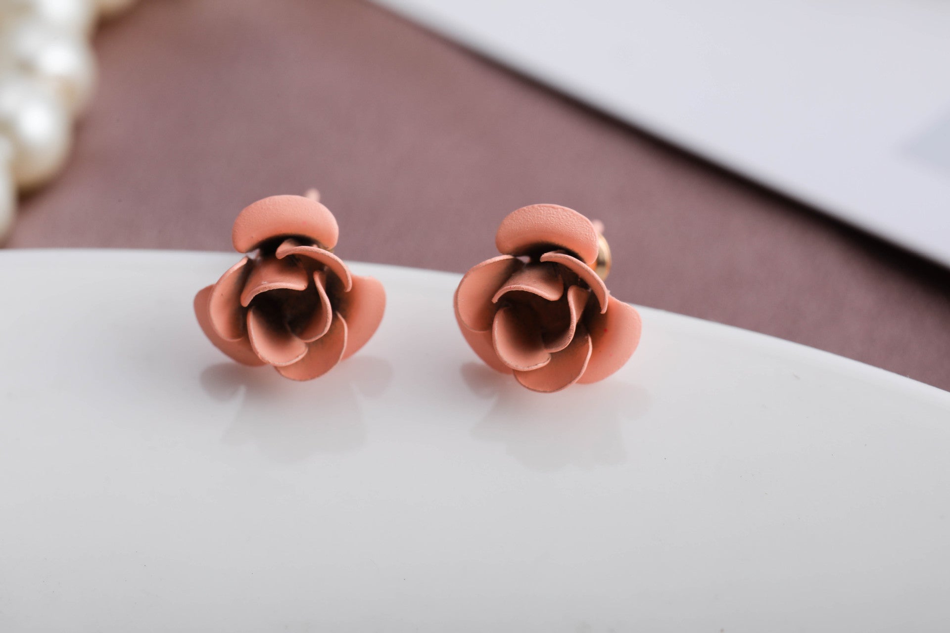 Rose Pearl Multi Element Earring Set