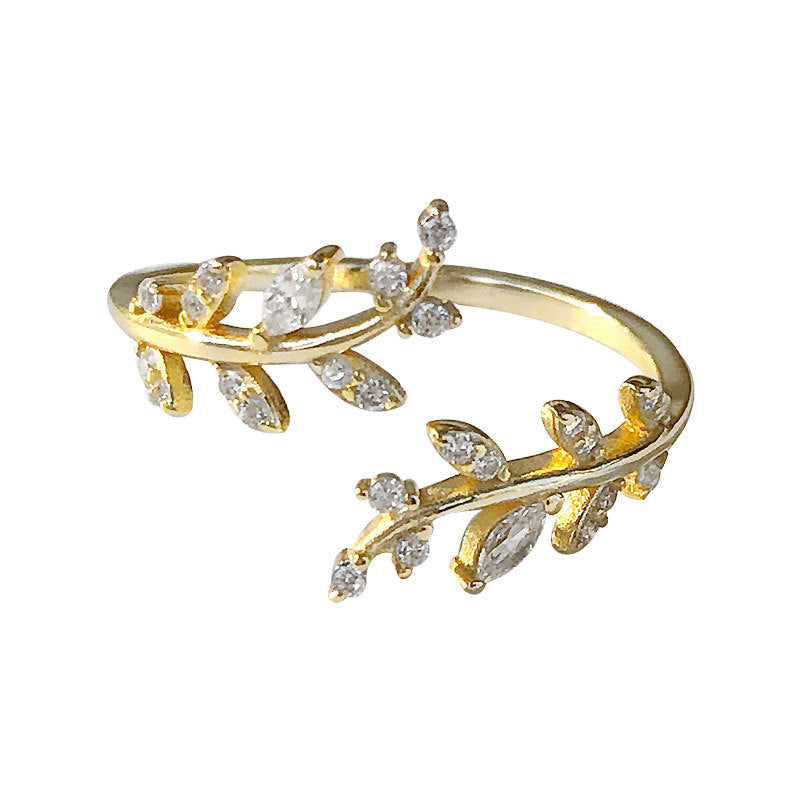 S925 Silver Adjustable Leaf Ring