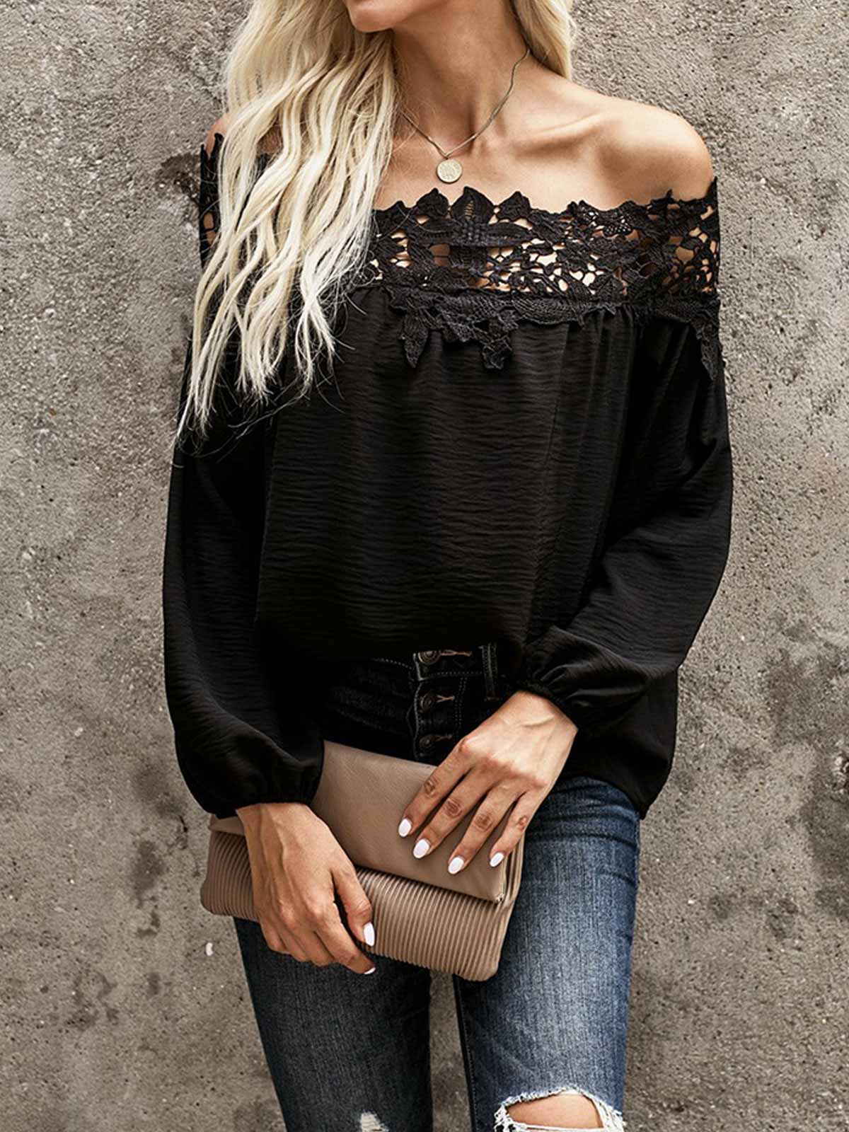 Off The Shoulder Lace Design Blouses