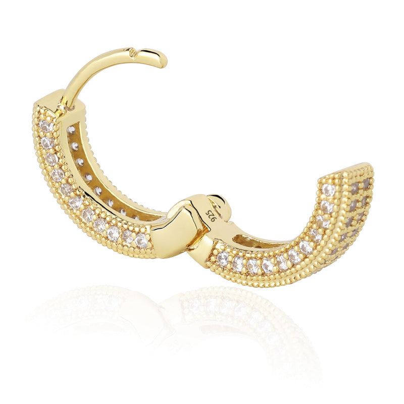 925 Sterling Silver Cz Hoop Earrings