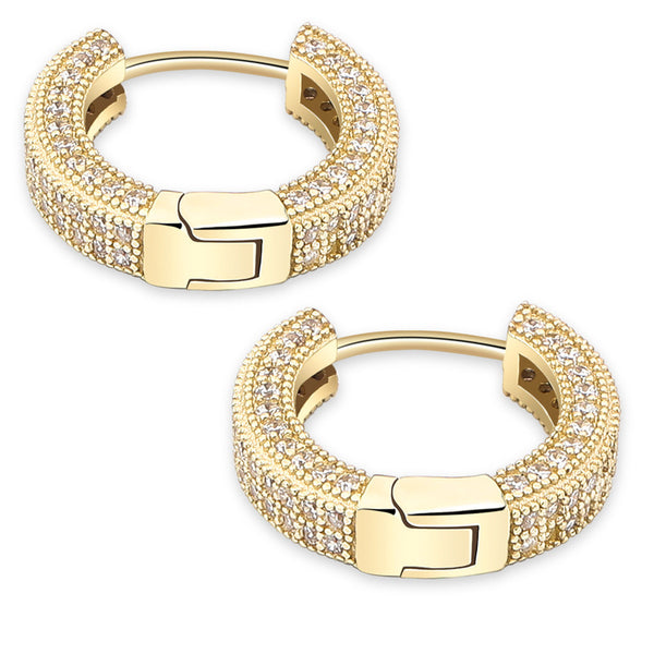 925 Sterling Silver Cz Hoop Earrings