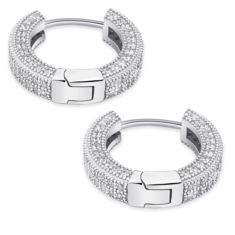 925 Sterling Silver Cz Hoop Earrings