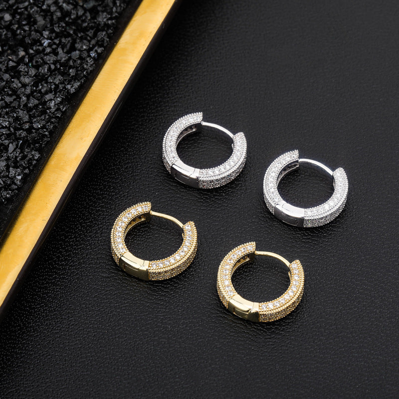 925 Sterling Silver Cz Hoop Earrings