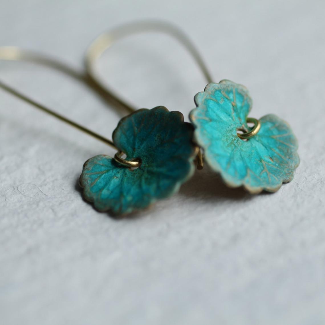 Turquoise Green Leaf Earrings