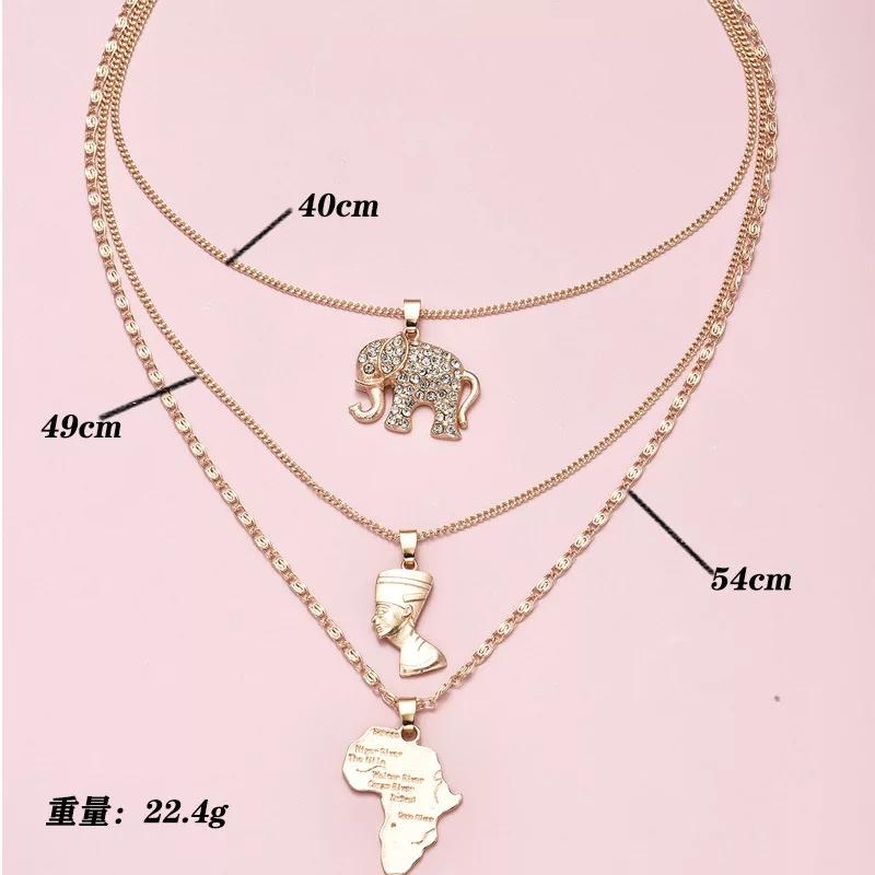 Elephone African People Map Necklace