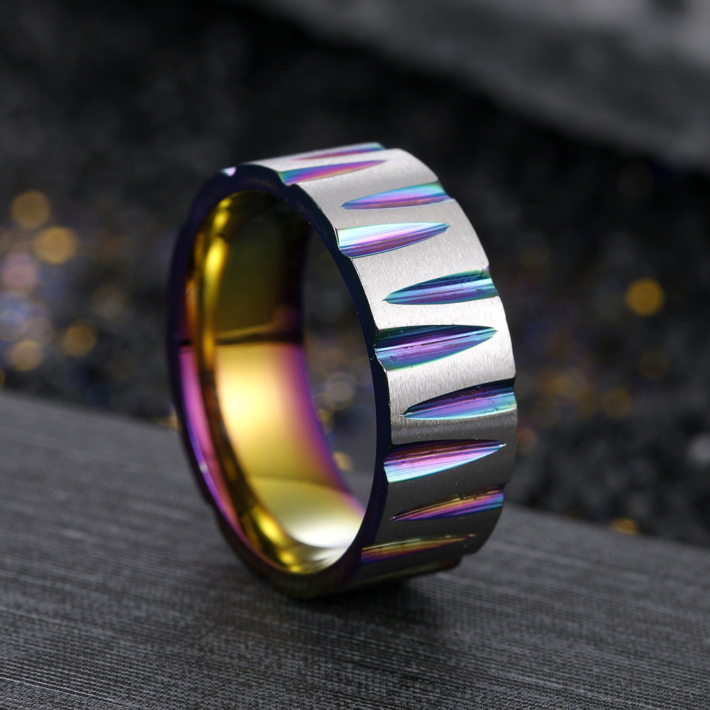 9mm Men's Cone Texture Multicolor Band