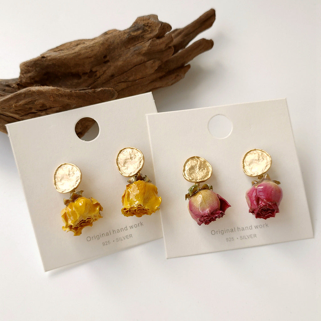 Rose dried flowers Earrings