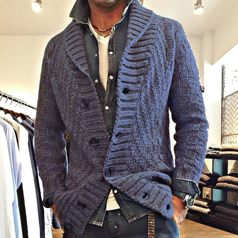 MEN'S VINTAGE LAPEL KNIT CARDIGAN JACKET