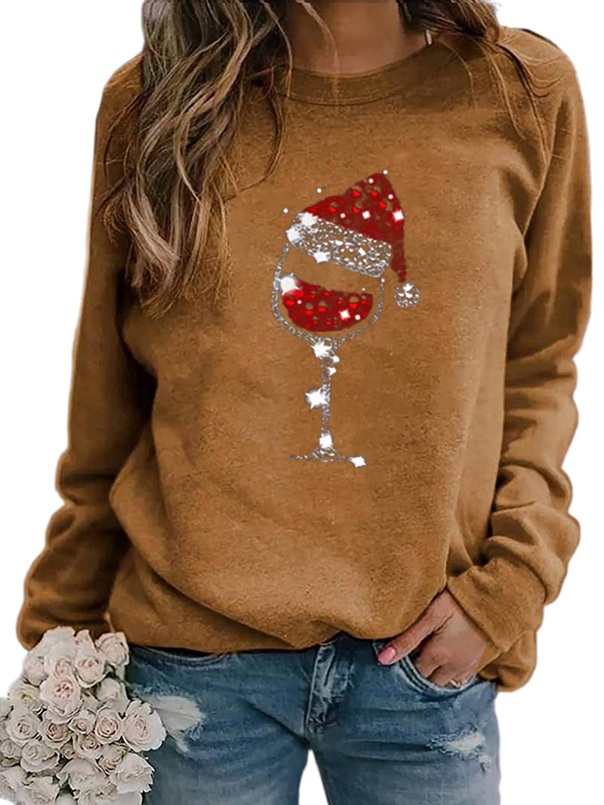 Christmas Wine Glass Sweatshirt