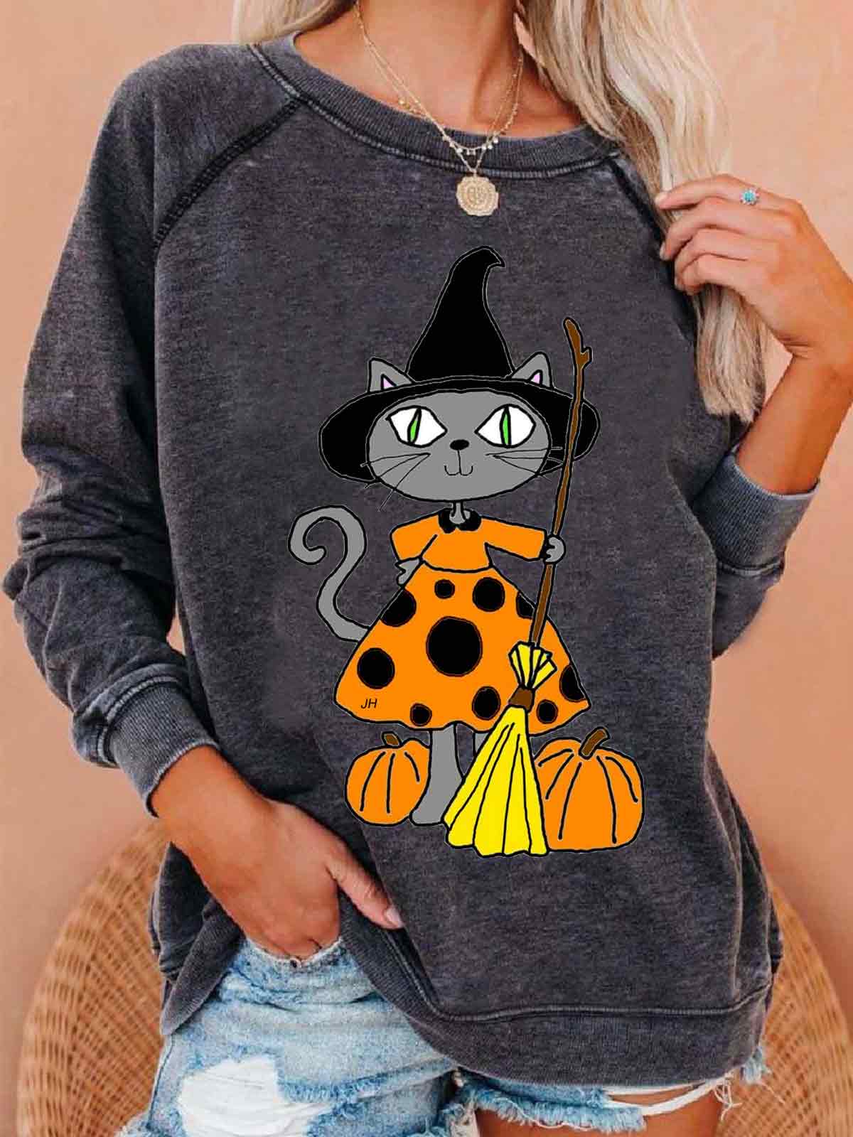 Cat Witch Halloween Sweatshirt