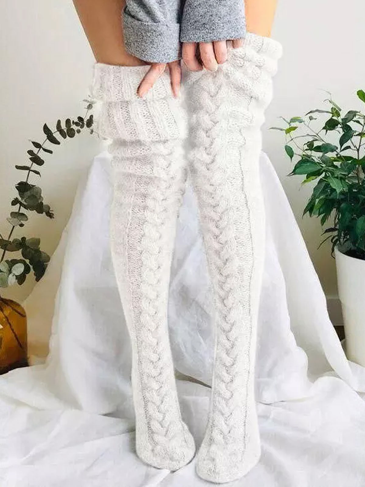 Warm Over Knee Extra Long Knitted Socks