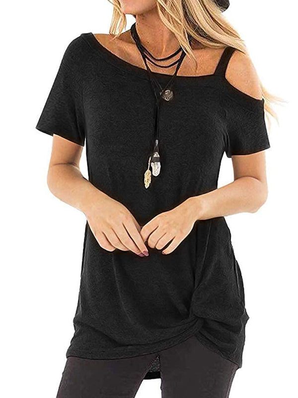 Cold Shoulder Twist Knot T-Shirt