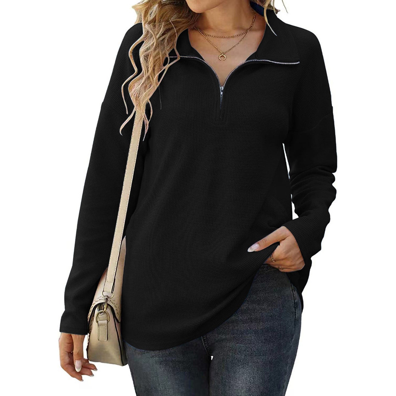 Half Zip Long Sleeve Knit Jumper