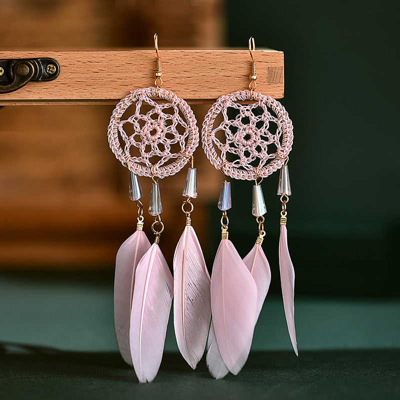 Seed Bead Feather Earrings