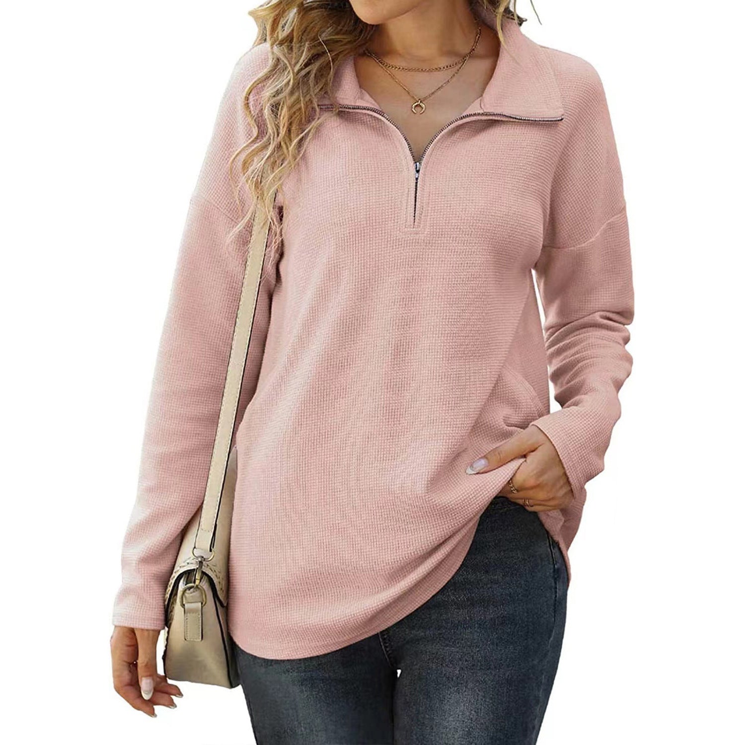 Half Zip Long Sleeve Knit Jumper