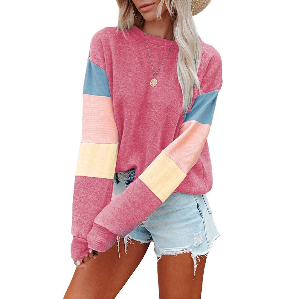 Contrast Color Pullover Sweatshirt