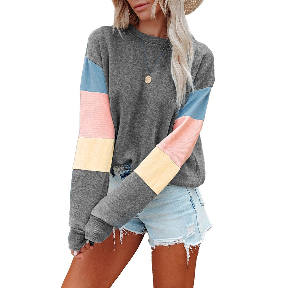 Contrast Color Pullover Sweatshirt