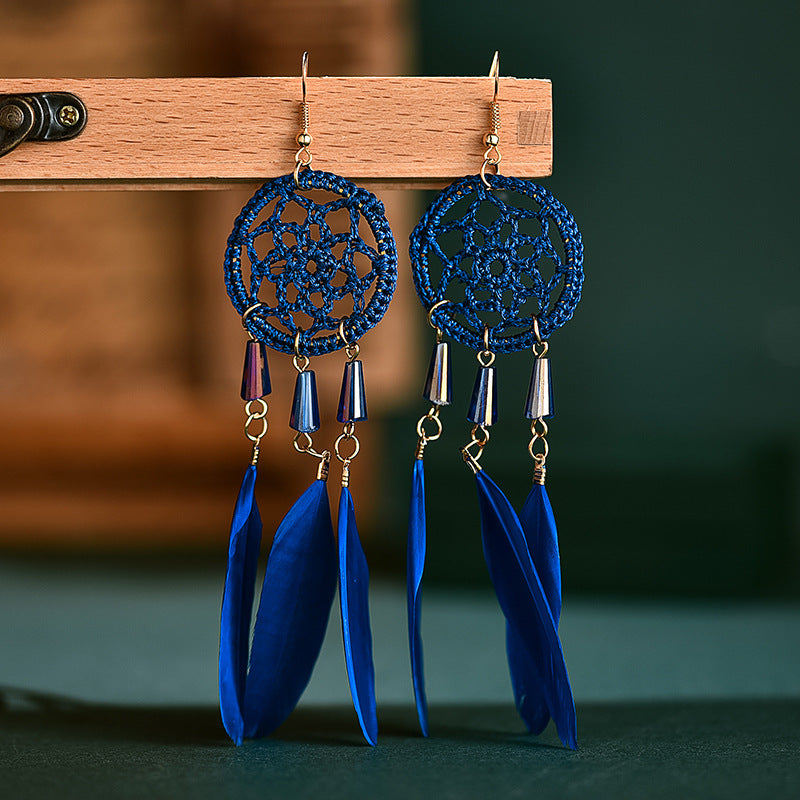 Seed Bead Feather Earrings