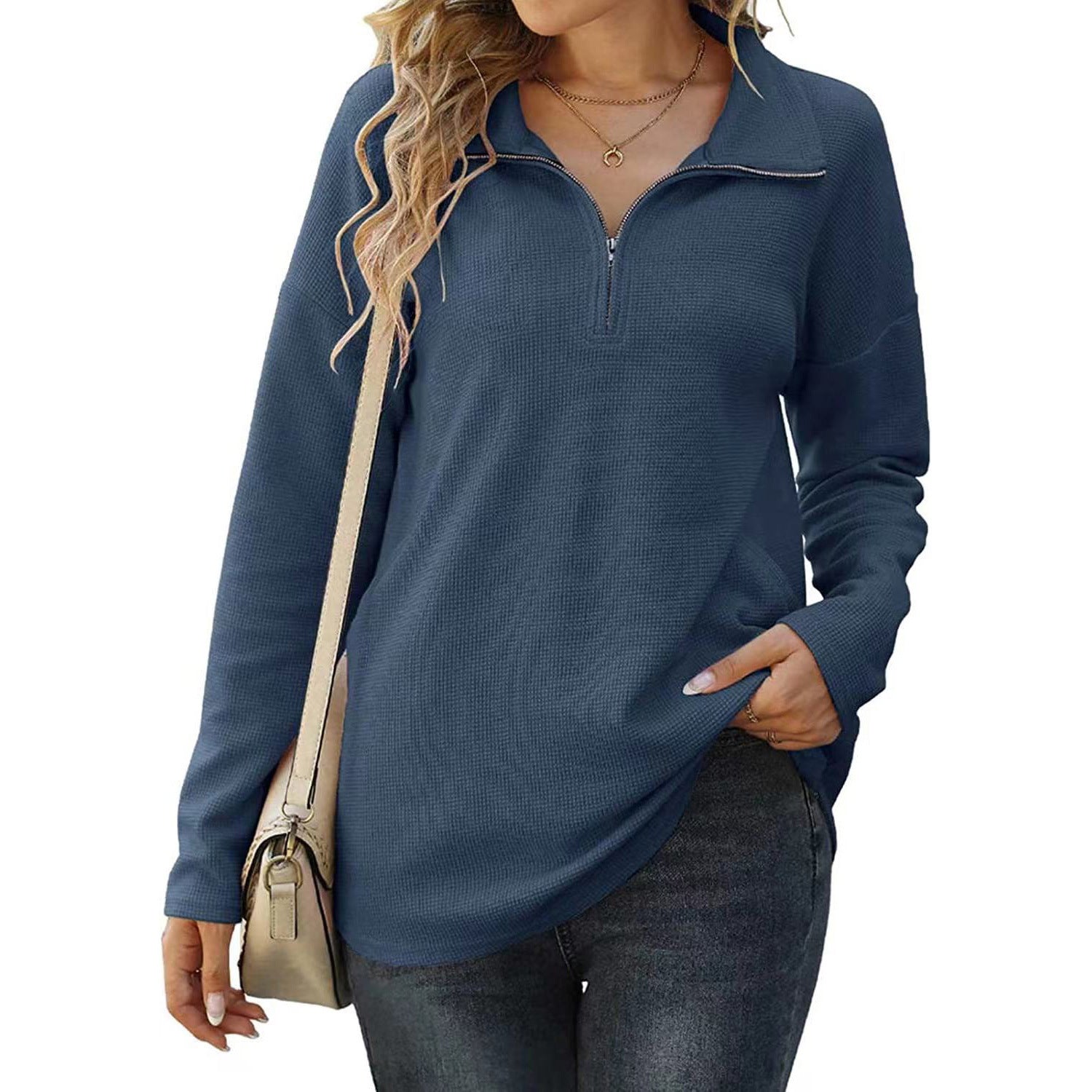 Half Zip Long Sleeve Knit Jumper