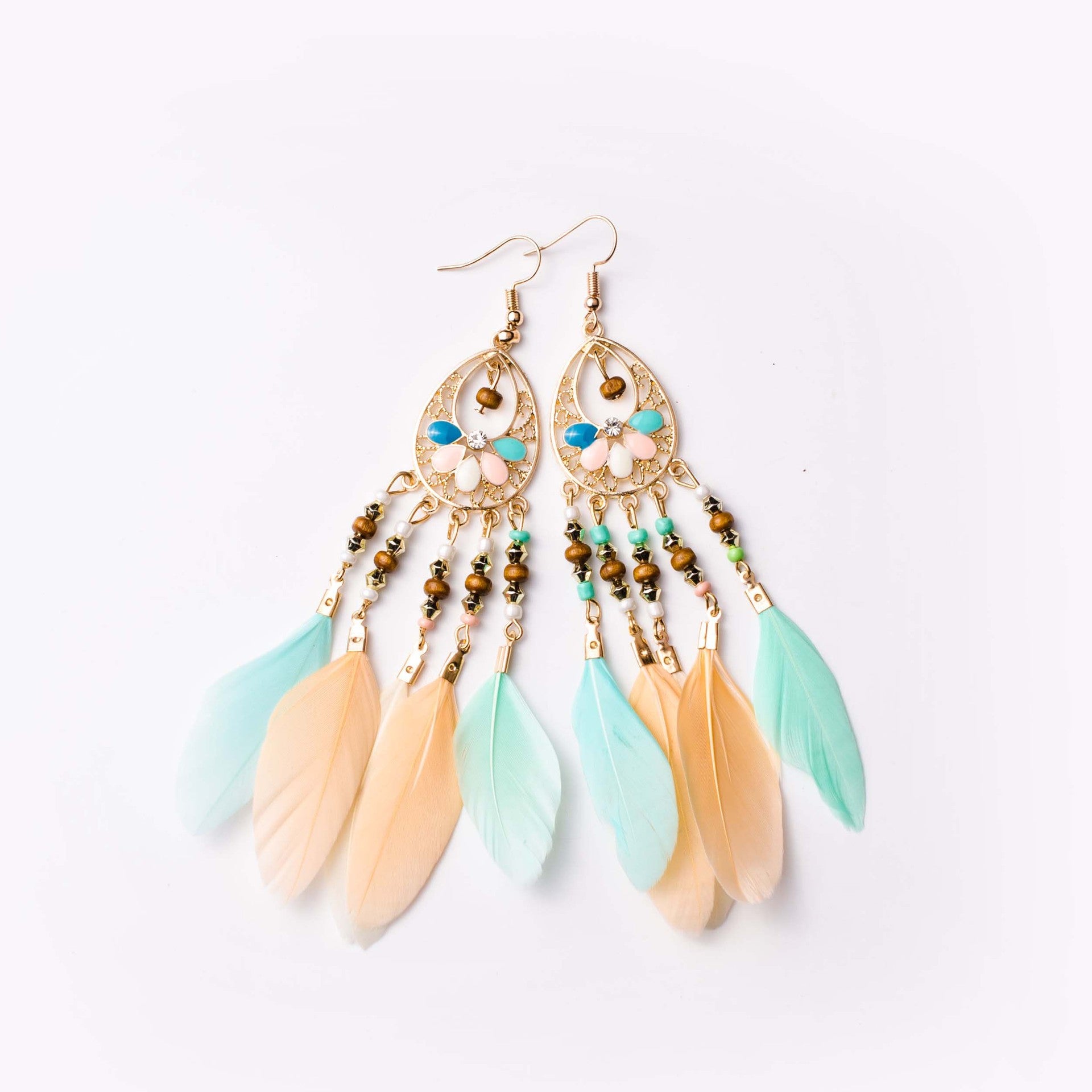 Seed Bead Feather Earrings