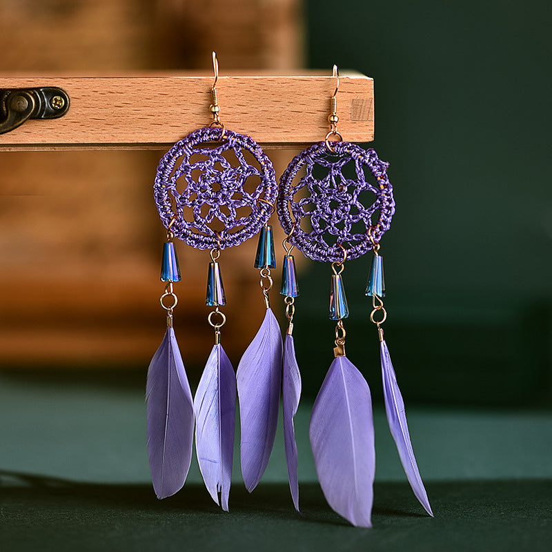 Seed Bead Feather Earrings