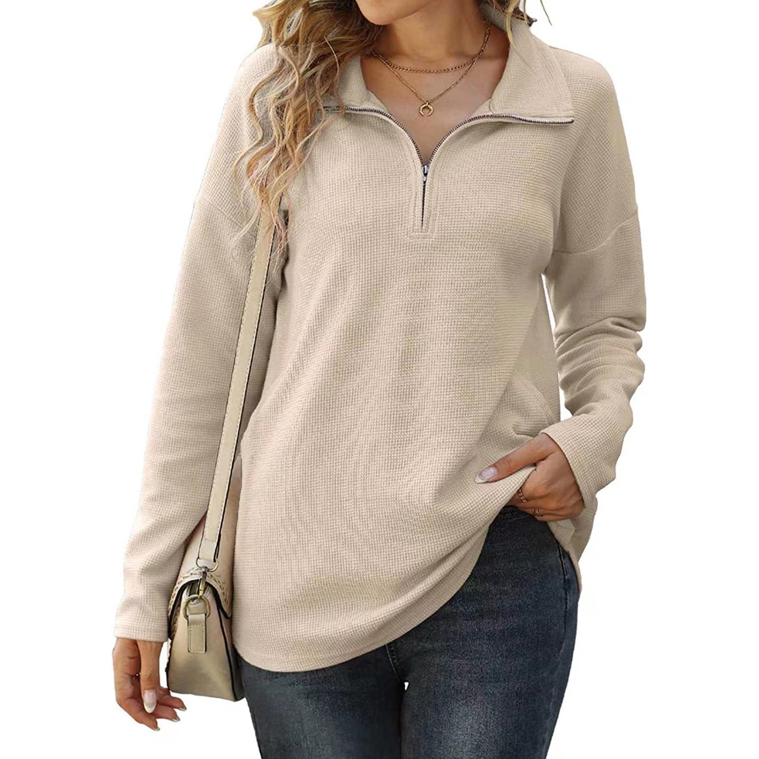 Half Zip Long Sleeve Knit Jumper