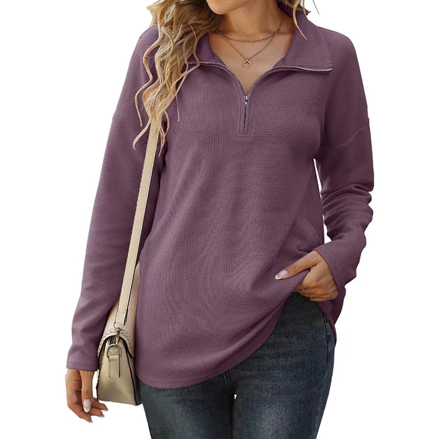 Half Zip Long Sleeve Knit Jumper