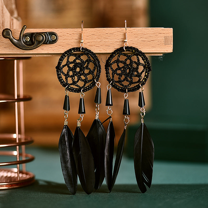 Seed Bead Feather Earrings