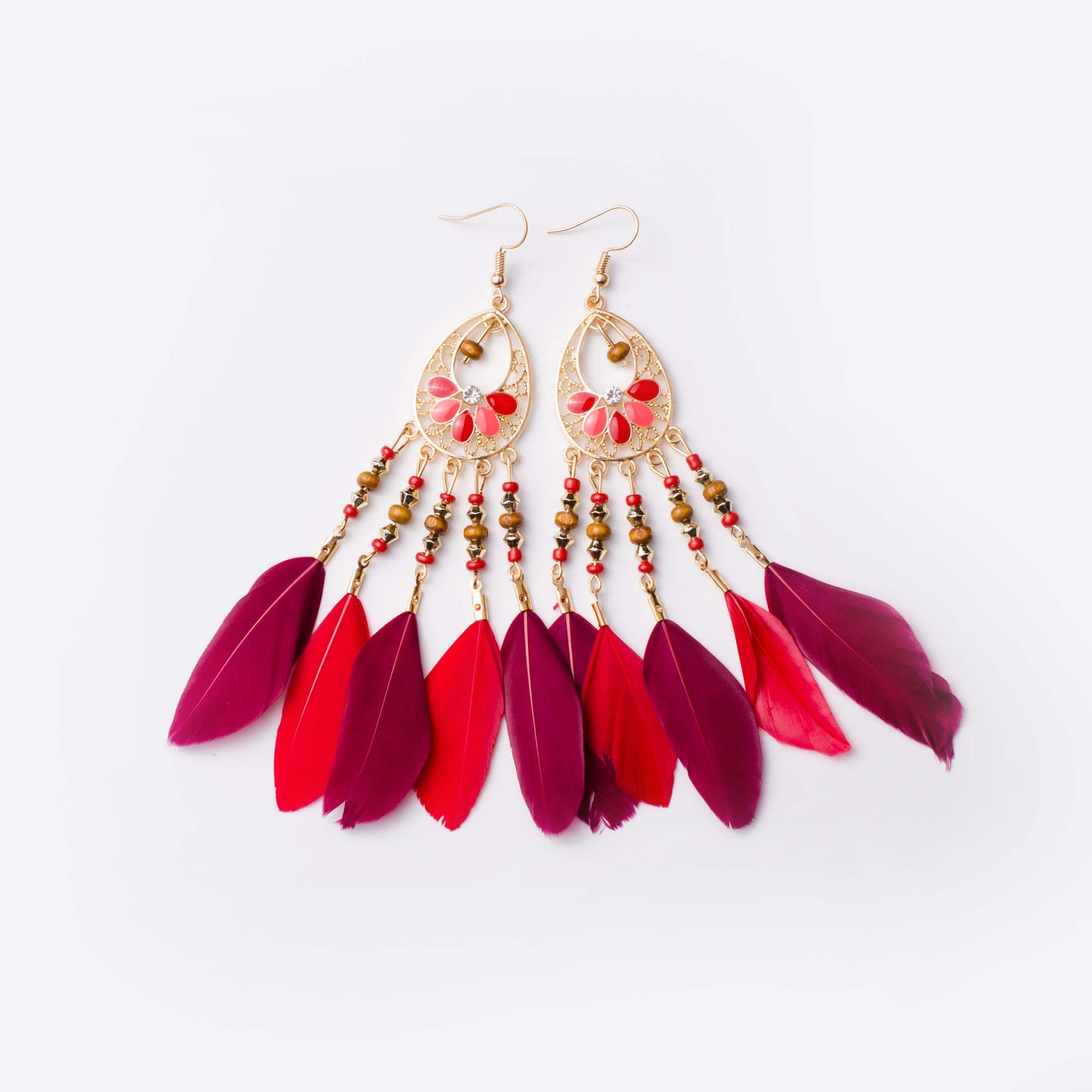 Seed Bead Feather Earrings