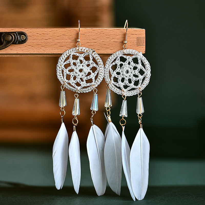 Seed Bead Feather Earrings