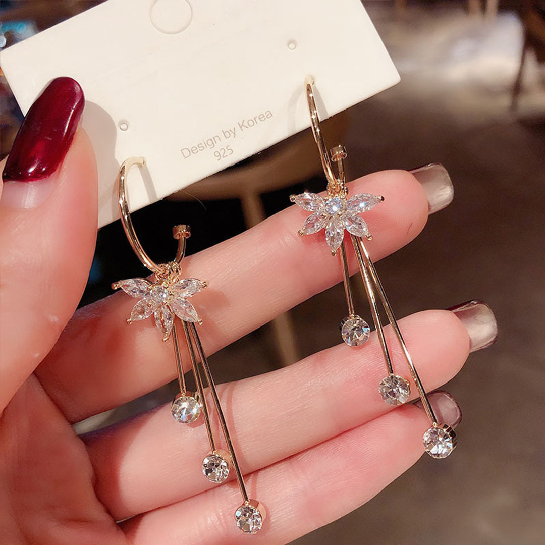 Flower crystal Tassel Earrings