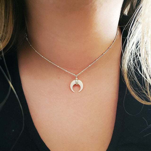 Crescent moon Horn necklace