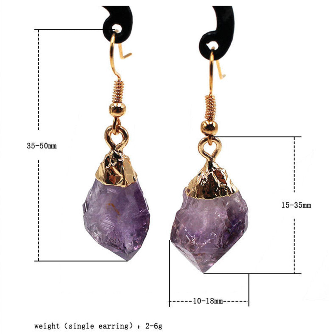 Natural Raw Amethyst Dangling Earrings